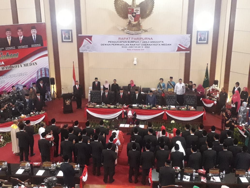 Pelantikan Dan Pengambilan Sumpah 50 Anggota Dewan Perwakilan Daerah (DPRD) Kota Medan Periode 2019-2024 Digelar Hari Ini